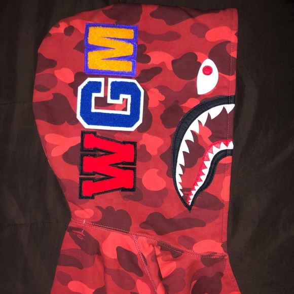 Bape | Sweaters | Bape Full Zip Shark Hoodie Red Camo | Poshmark